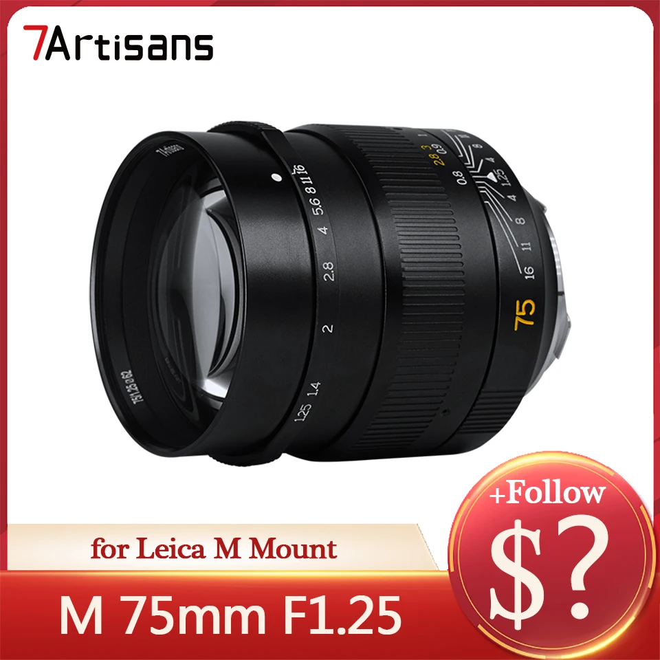 

7artisans MF M75mm F1.25 Full Frame Large Aperture Prime Lens for Camera Photography with Leica M Mount M2 M3 M4 M5 M6 M7 M8