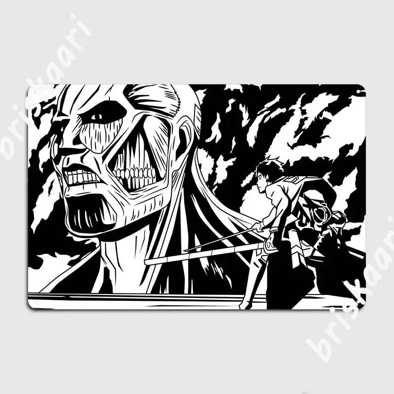 

Fanart из аниме атака на Титанов металлический плакат таблички Украшение для паба Жестяная Табличка на гараж постер для паба