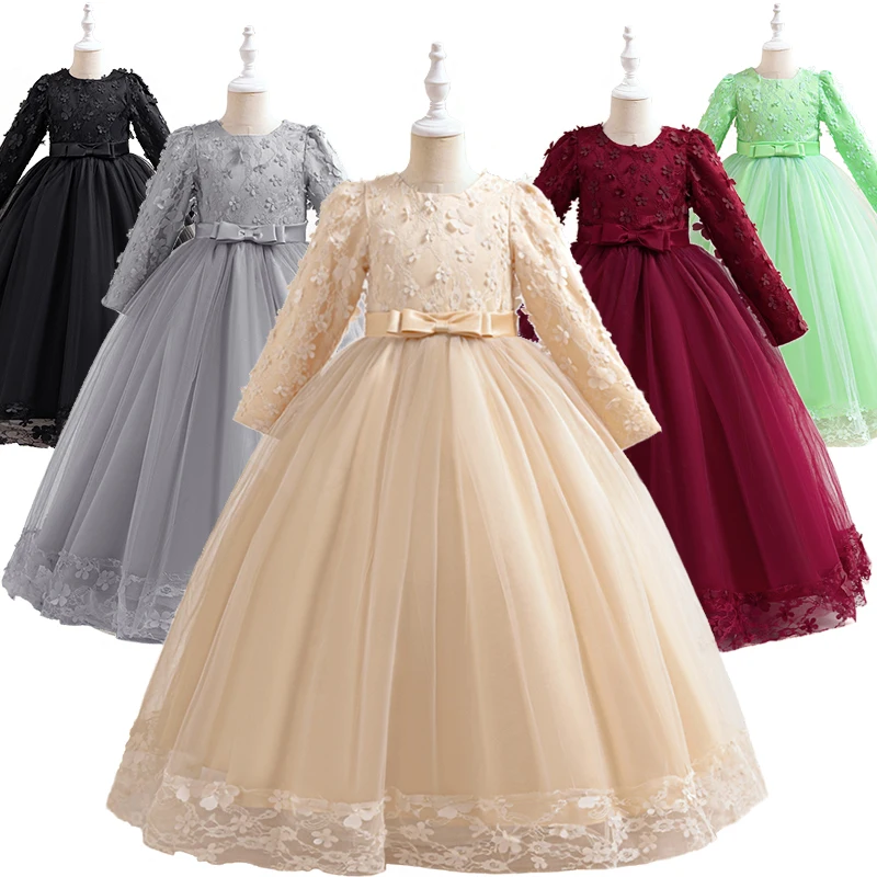 Кружевное цветочное официальное платье для девочек Роскошные Детские платья с