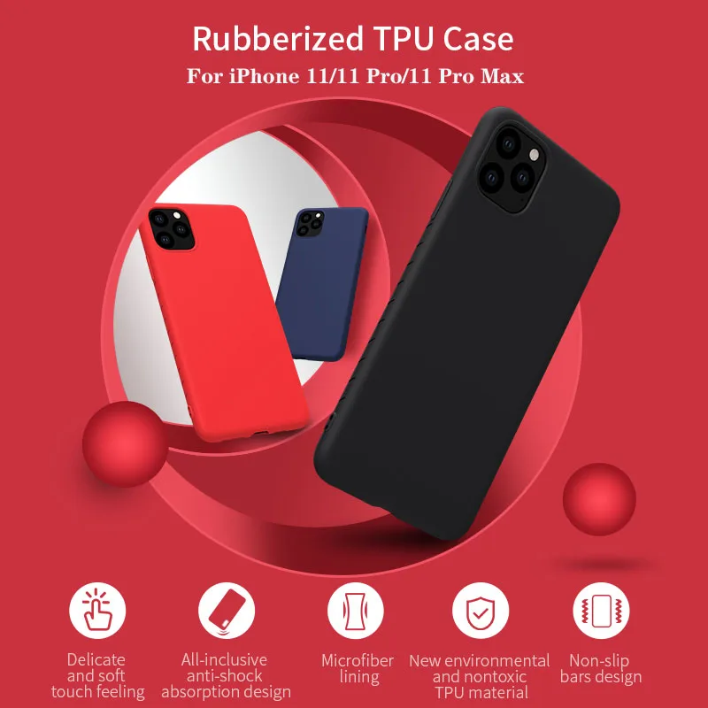 

NILLKIN Cover For iPhone 11 Pro Max Case Rubber Wrapped TPU Phone Protective Case Back Cover For iPhone 11 Pro For iPhone11 Case