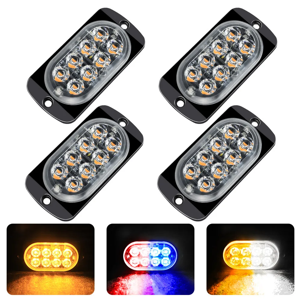 

4pcs 12V-24V Car Truck Emergency Light Flashing Firemen Lights Car-Styling Ambulance Police Light Strobe Warning Light Amber Red