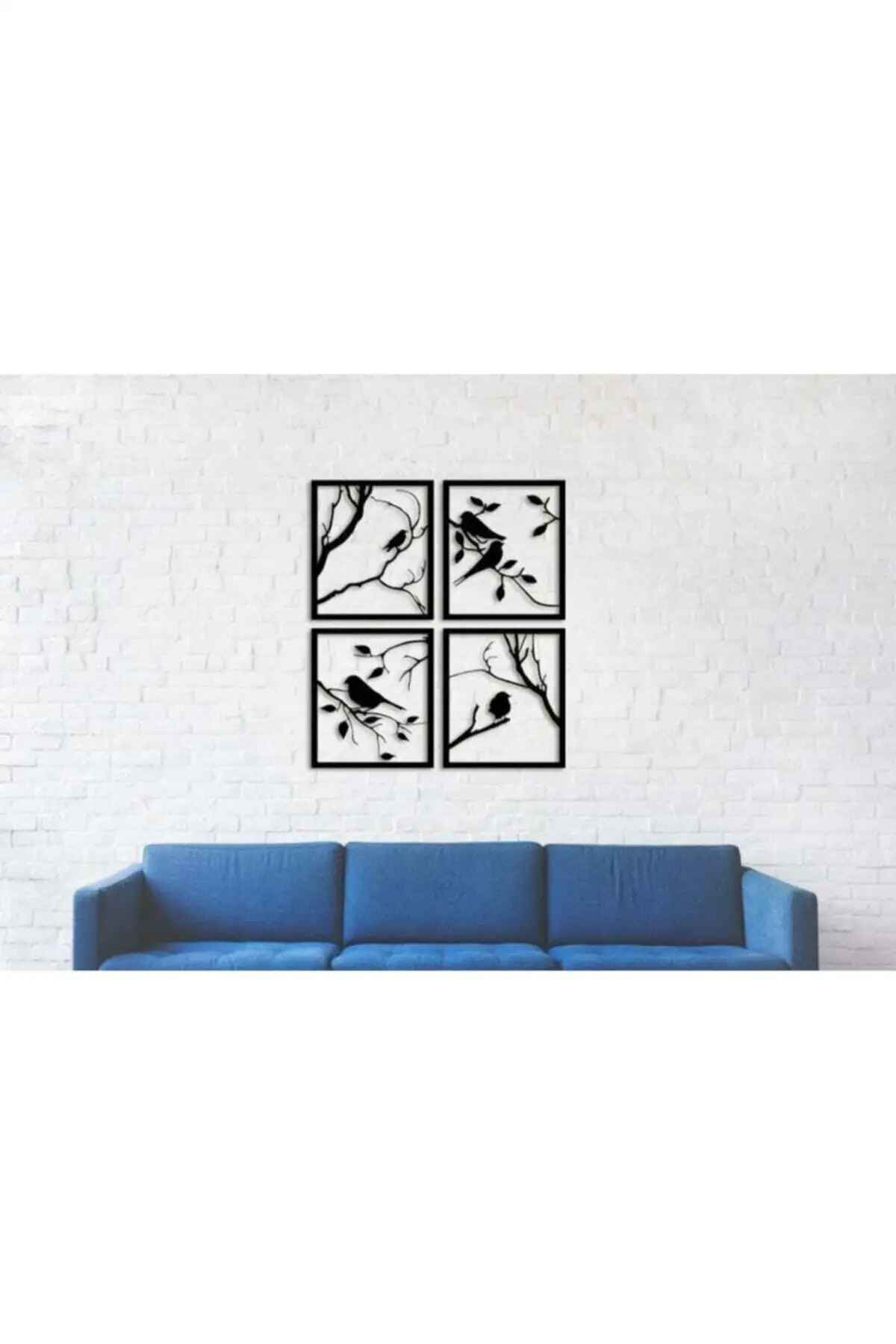 bird and tree design wall decor picture 4pcs set black wood laser cut sticker ornament painting home office room luxury design free global shipping