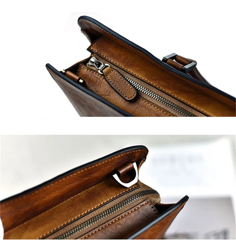 Vintage high quality genuine leather men's briefcase business laptop handbag luxury cowhide office shoulder messenger bags