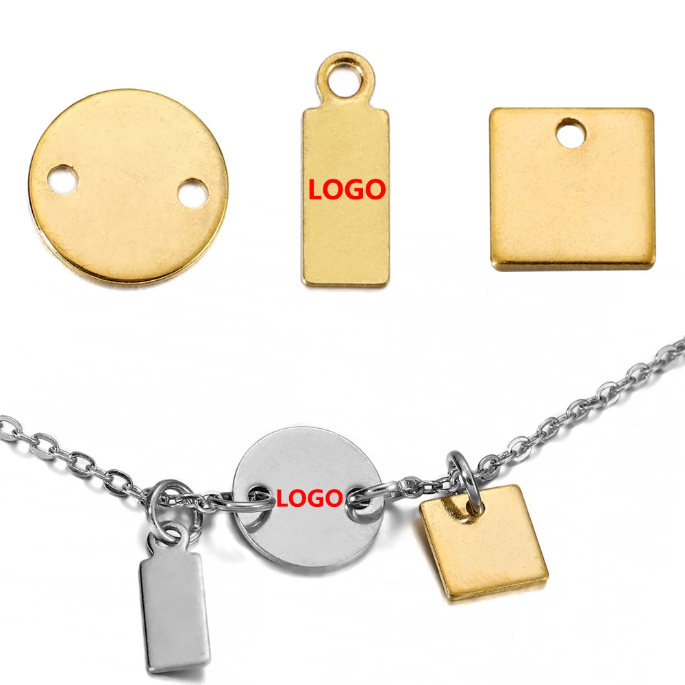 

20-50Pcs/Bag 7mm Stainless Steel Square Pendants Dog Tag Hademake For DIY Bracelet Necklaces Jewelry Making Supplies Accessories