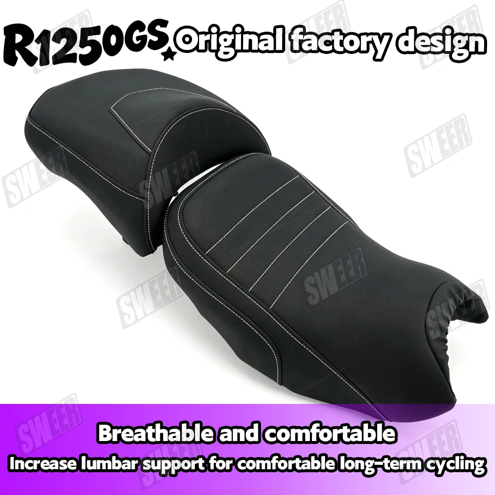 Фото Раздельное сиденье для мотоцикла, подходит для BMW R1250GS R 1250 GS 2019-2023, из искусственной кожи с губчатым наполнителем, комфортные детали сиденья. №4