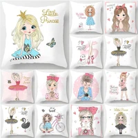 1pcs girl little princess polyester cushion cover 4545cm decorative pillows home sofa bed decoration pillowcover