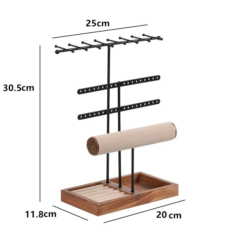 

Органайзер-держатель для ювелирных изделий, 4-уровневая черная подставка с ожерельем, серьгами, браслетом, коробка для колец, вешалка для дисплея и хранения, комната