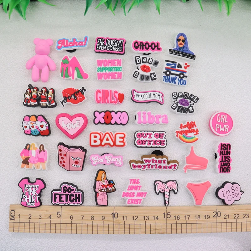 100PCS PVC I'm So Cool Girl Gang Shoe Charms Aloha Kids Croc Jibz Buckle Button Accessories Fit Woman Backpack Party Gift