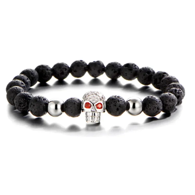 Модный браслет на руку из вулканического пепла 8 мм медные бусины с циркониевыми