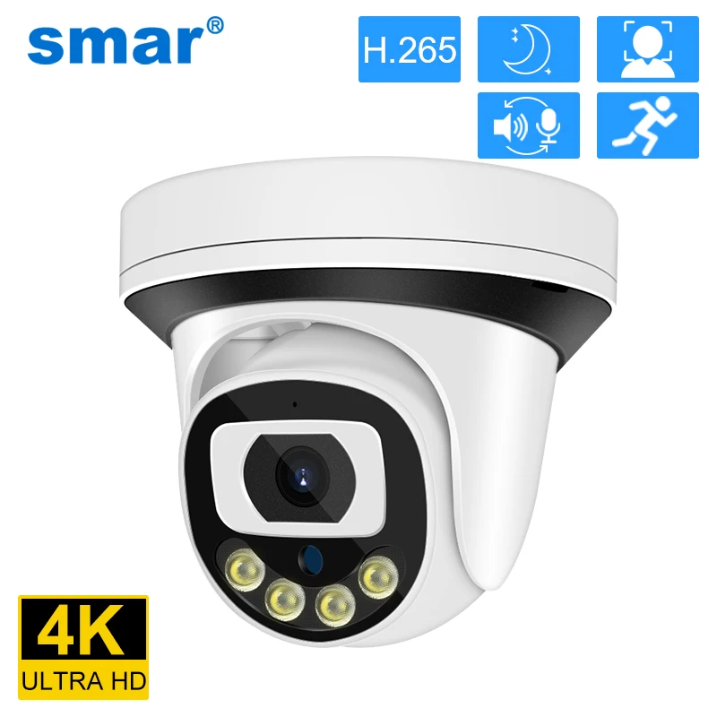 Купольная IP-камера Smar 4K 8 Мп 5 МП 4 3 POE ии датчик лица встроенный микрофон