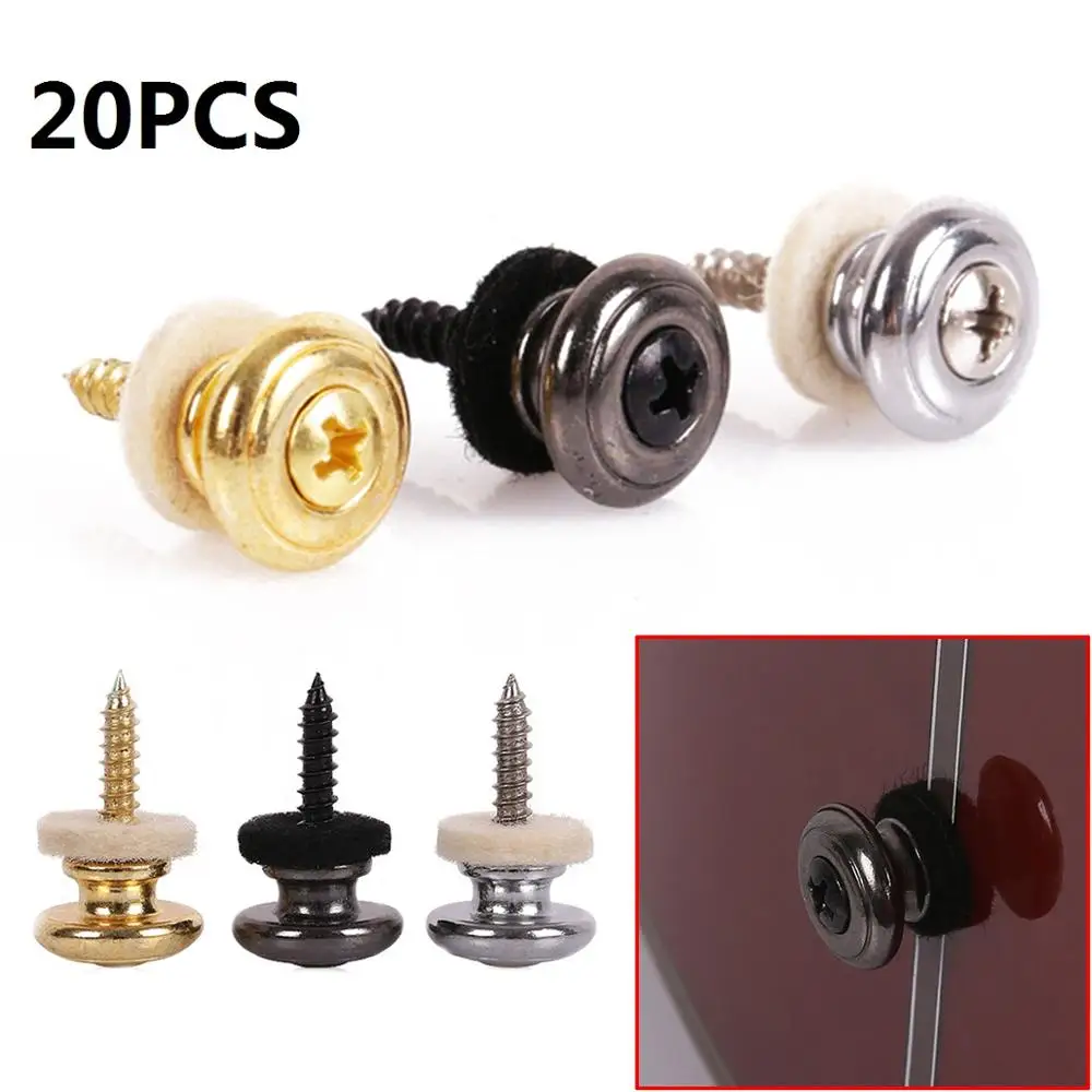 

20pcs Chrome Copper Guitar Strap Locks Mushrooms Heads Guitar Bass Strap Locks Pins Belt Buckle Buttons Silver/Black/Silver New