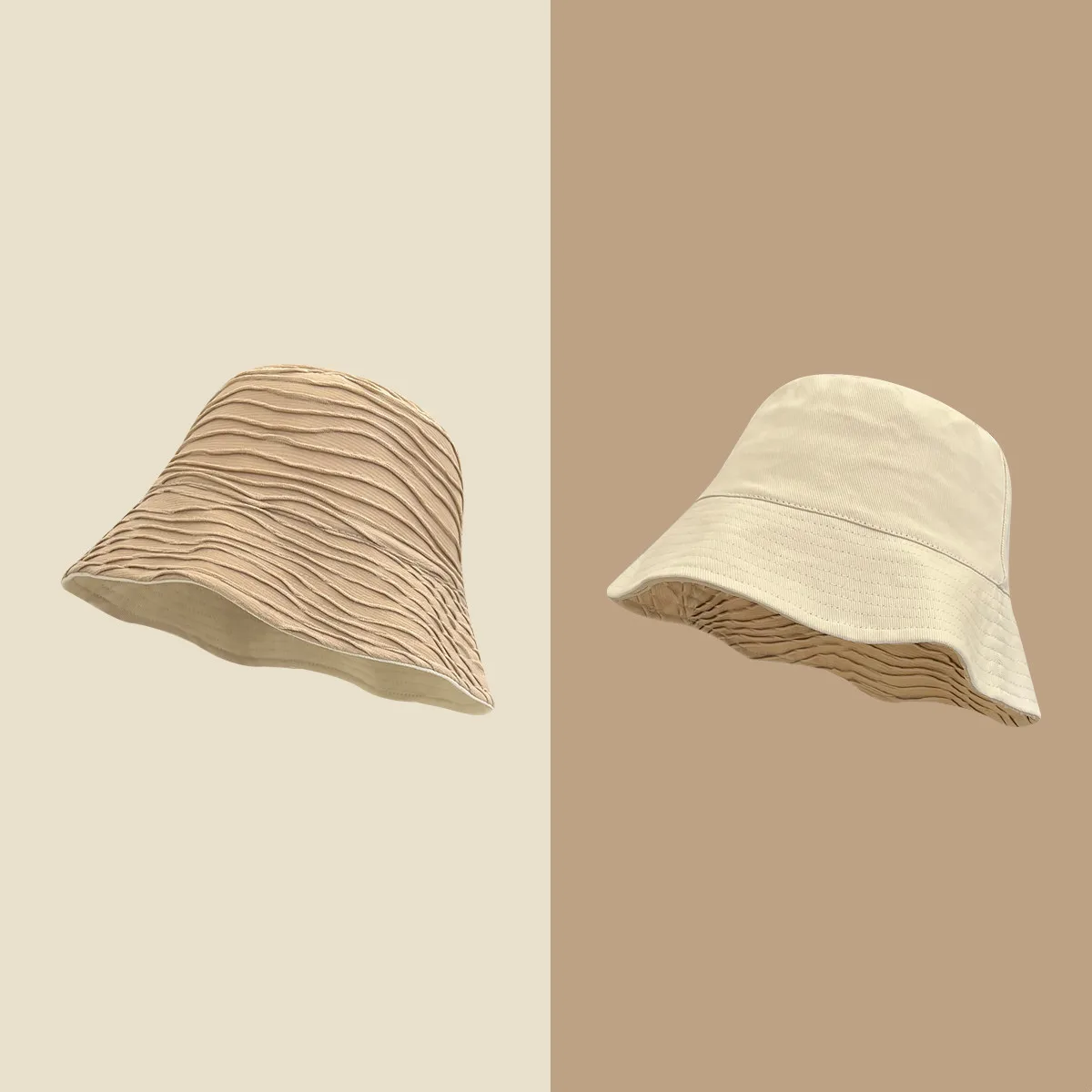 

Go-again Korean version of the wave pattern double-sided fisherman's cap children bucket hat outdoor sun hat fishing cap