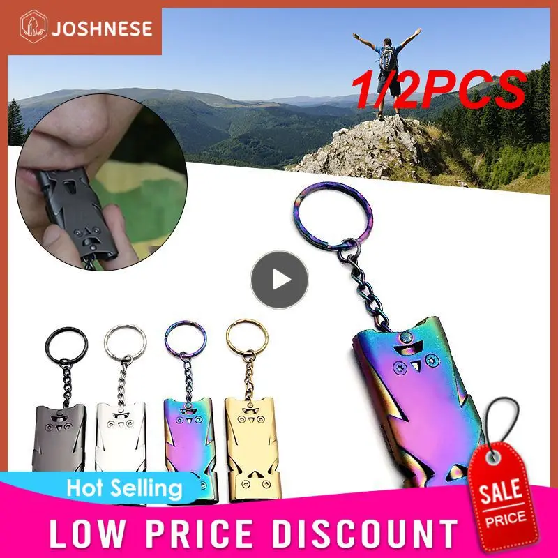 

1/2 шт. свисток с двойной трубкой, брелок с высоким децибелем для выживания на природе, экстренный свисток, инструмент для кемпинга, многофункциональный свисток