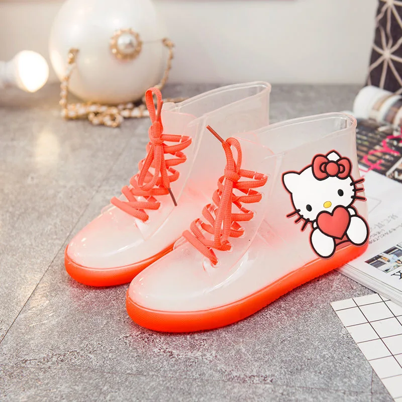 

Sanrio Hello Kitty Shoes Fashion Lightweight Kawaii Cartoon Kuromi Rain Shoes Martin Slip Resistant Water Shoes Festive Gifts