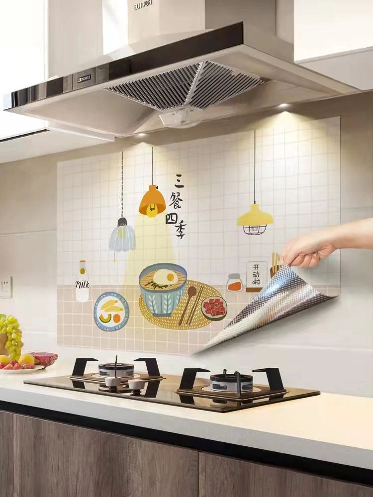 

Kitchen oil-proof sticker, self-adhesive, waterproof, fireproof, high temperature resistant, thickened stove wall, ceramic tile,