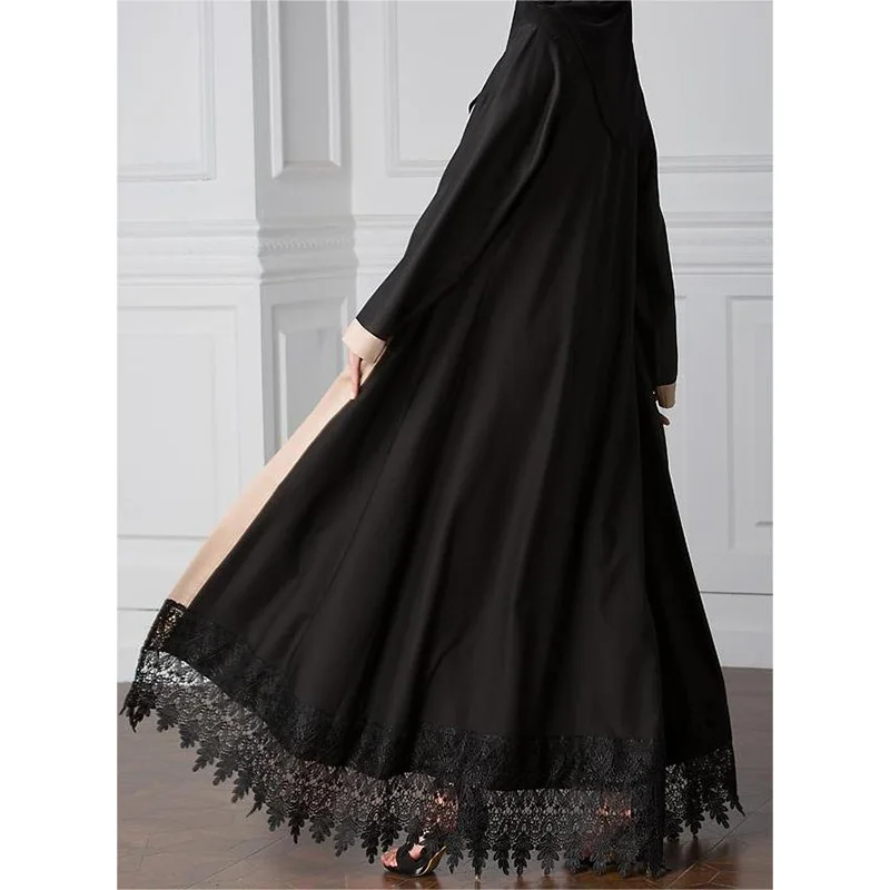 New Pakistan Saudi Women's Dress Cardigan Robe Lace Tunic Islamic Muslim Fashion Tunique Femme Musulman Turkey Store