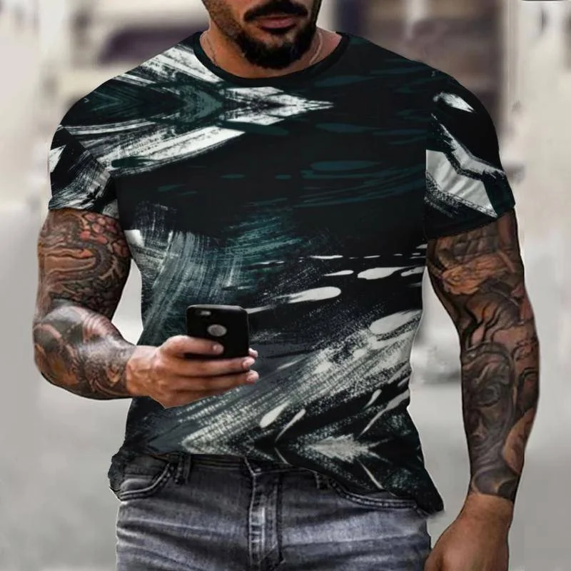

Black Top Vintage Abstract Mosaic Men's Tee Clothing 3D Printed Tee Summer Short Sleeve Hip Hop O Neck Oversized Tee