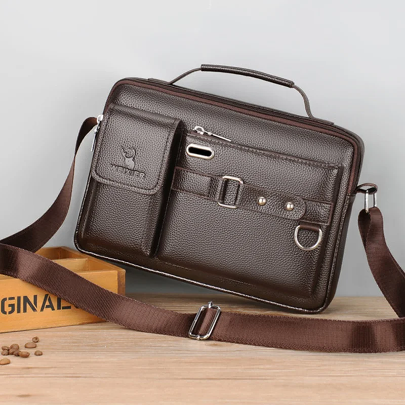 

High Quality Messenger Bag Men's Business Shoulder Bag Ipad Laptop Bag Leather Tote Bag Work Travel Document Organizer