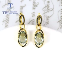 new natural green amethyst oval 1014mm gemstone earrings 925 sterling silver simple fashion womens fine jewelry gift