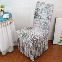 stretch print house decoration banquet party dining room washable chair cover with skirt