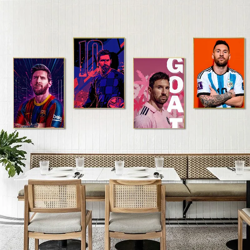 Футболист-M-messi плакат самоклеящаяся художественная водостойкая бумажная