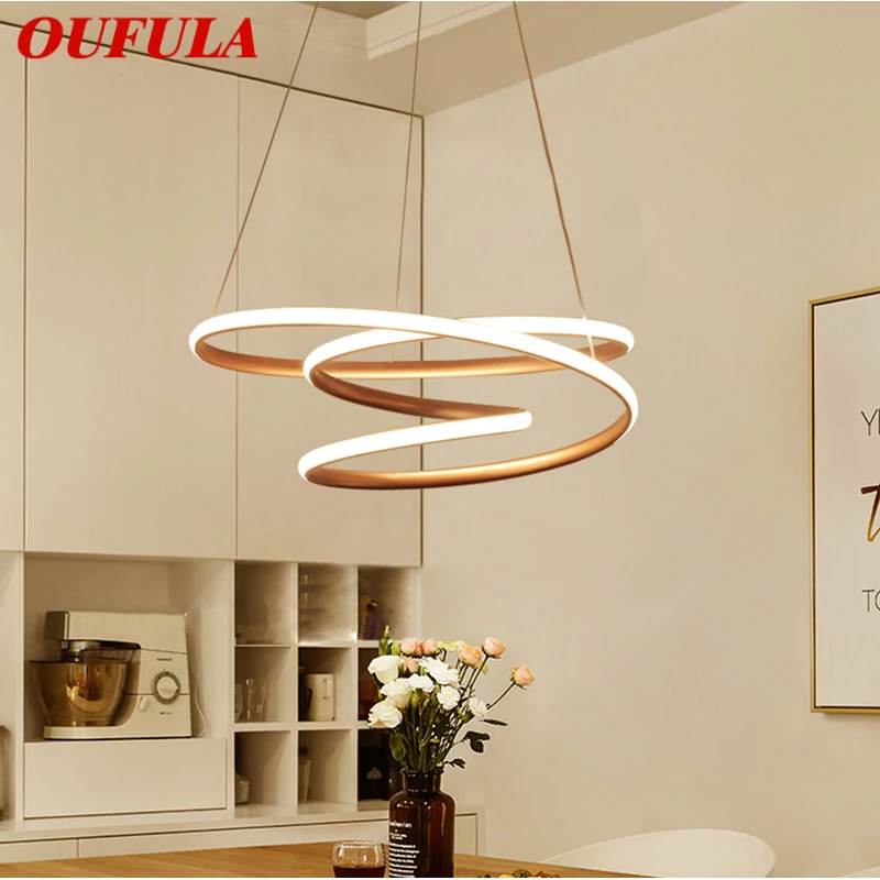 

OUFULA Nordic Pendant Lamps Luxury LED Vintage Creative Rings for Home Bedroom Dining Room Chandelier Light