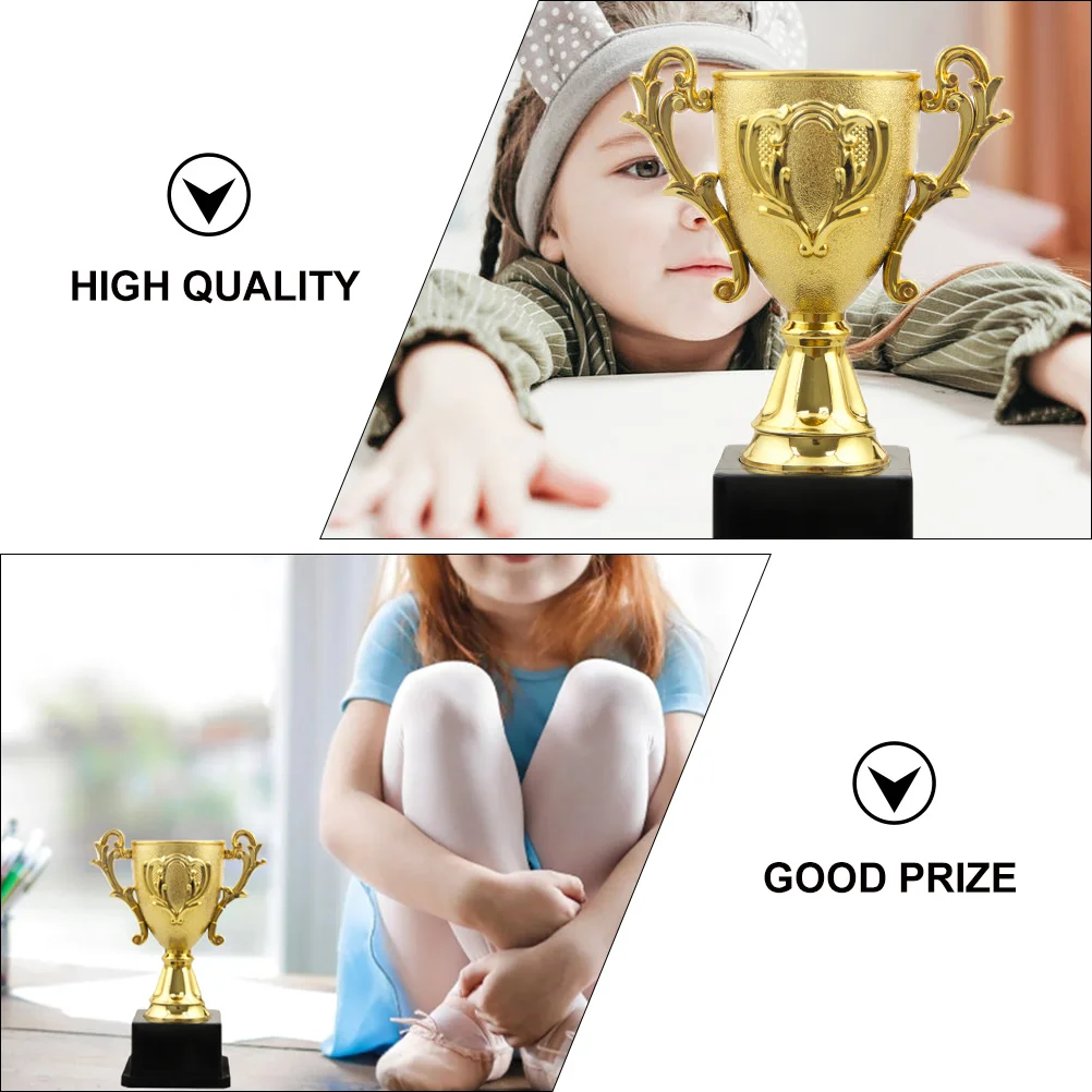 

2 Pcs Toy Kids Children's Plastic Trophy Creative Models Reward Prize The Medal 18X13X13CM Award Trophies Golden Cups