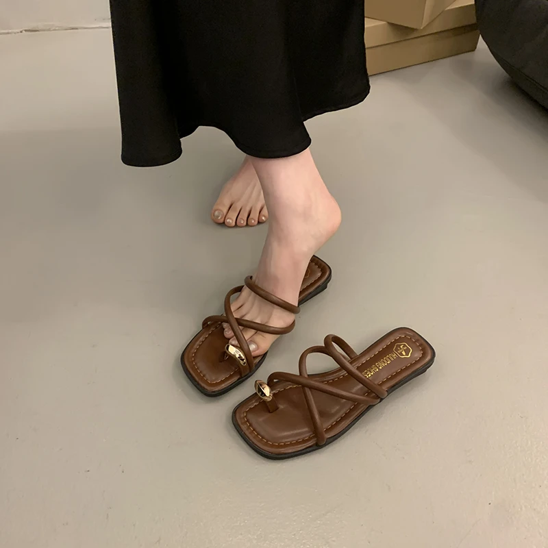 Сандалии на плоской подошве для женщин дизайнерские сандалии во французском