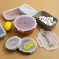 portable foldable silicone dishes for baby silicone tableware set feeding food container box bowl microwave lunch box baby stuff