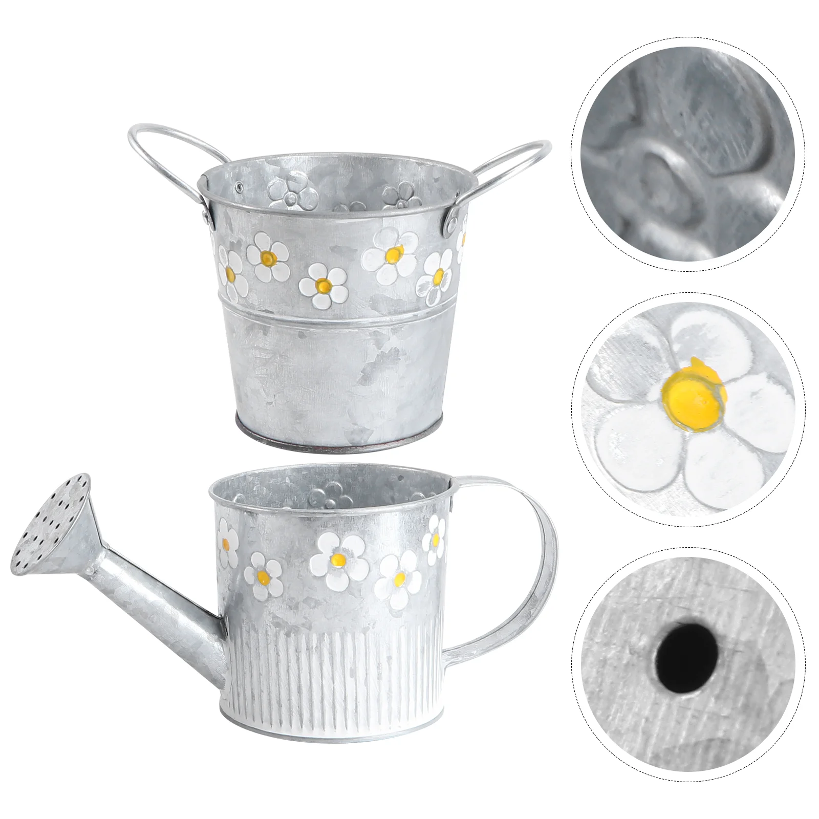 

2Pcs/ Set Vintage Metal Flower Vase Flower Bucket Pitcher Watering Can Flower