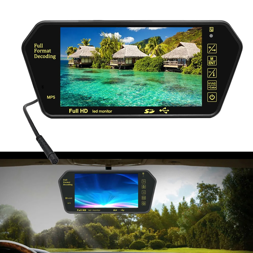 

Car TFT LCD Mirror Monitor HD 7-inch Car Rearview Mirror MP5 Supports USB Flash Drive Card Player Fits Most Cars Video Players