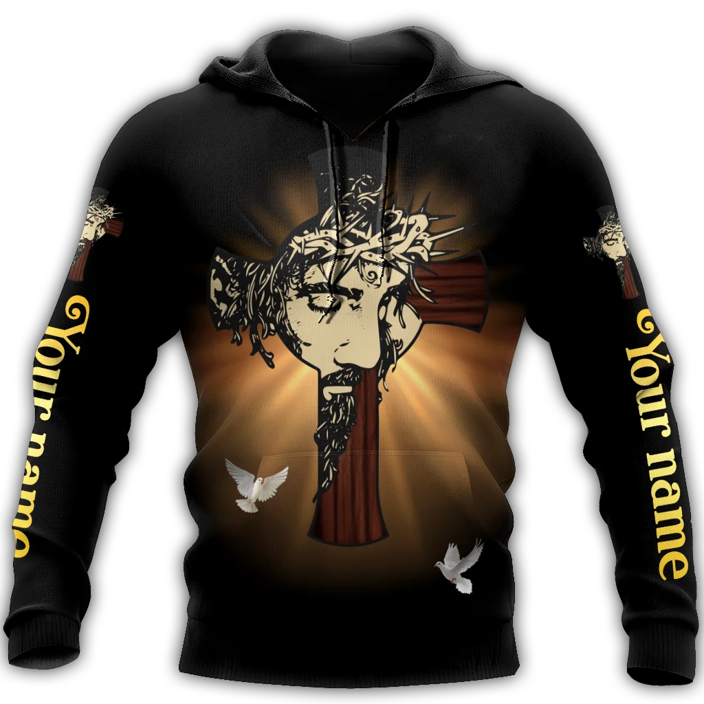 

Brand hoodie Jesus tattoo, 3D printing men's sweatshirt Harajuku streetwear zipper pullover jacket casual sportswear model-42