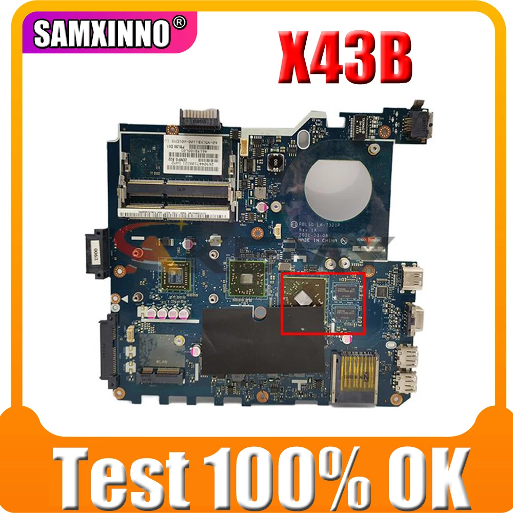 

LA-7321P Motherboard for ASUS K43B K43BR K43BY X43B Laptop Mainboard Rev 1A 100% tested Works Well