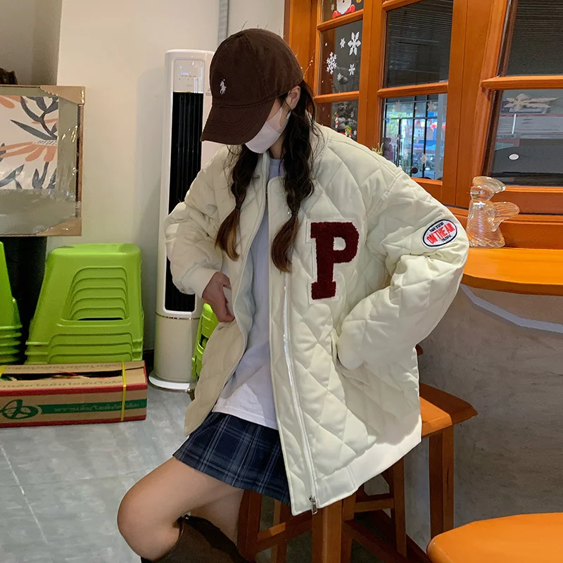 Baseball padded for women in 2022 winter new loose college style down for women's casual