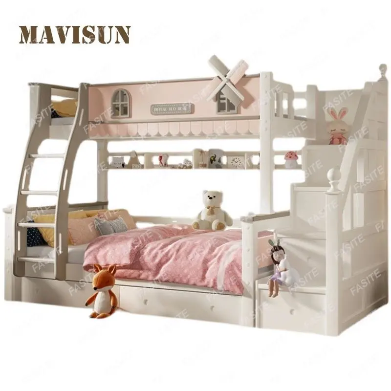 Bunk Bed For Girls Nordic Wind Bed With Solid Wood Frame Bedroom Furniture Set