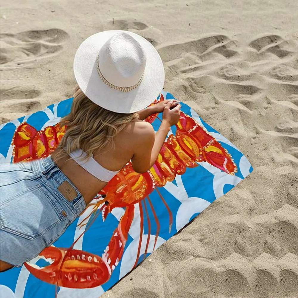 Красочная сардина лобстер рыба океанское животное пляжное полотенце из