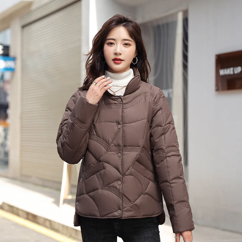 GREELER 2022 Stand Collar Winter Parkas For Women Solid Cotton Padded Female Black Coat Casual Warm Winter Women Clothes Jacket