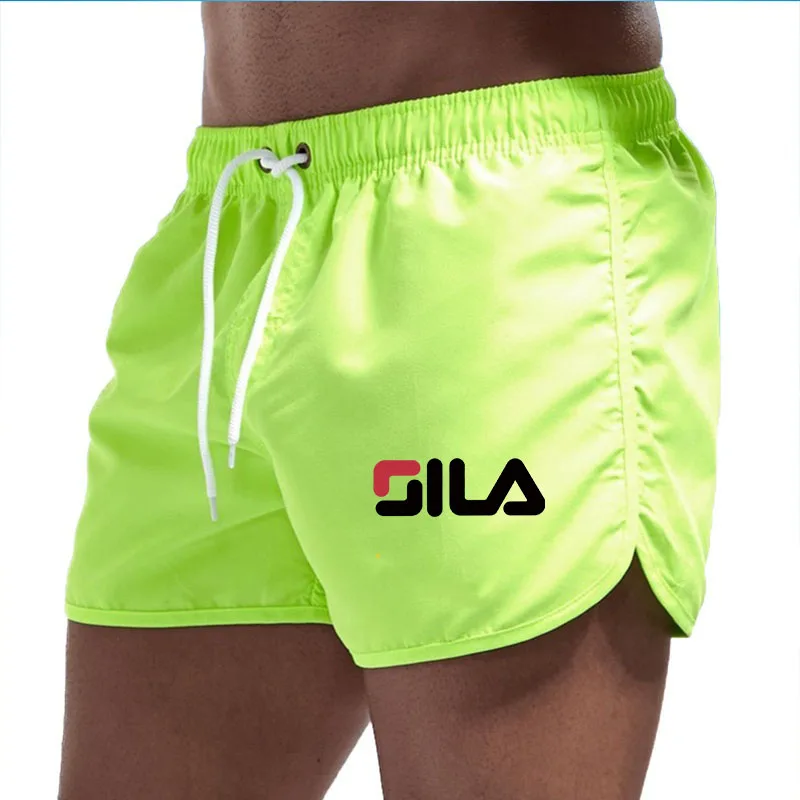 

Летние пляжные шорты с принтом, Спортивные Повседневные Дышащие тренировочные свободные мужские Пляжные штаны карамельных цветов с кулиск...