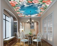 3d ceiling mural wallpaper custom photo beautiful sky clouds scenery flowers white dove living room wallpaper for walls in rolls