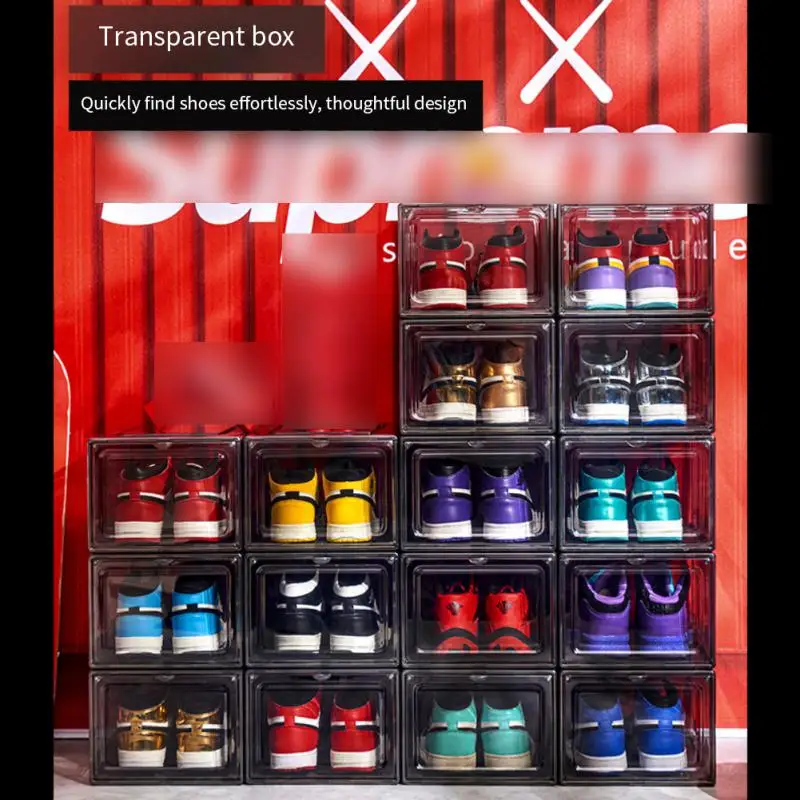 

Acrylic Fold Plastic Shoes Case Thickened Transparent Drawer Case Plastic Shoe Boxes Stackable Box Shoe Organizer Shoebox bins