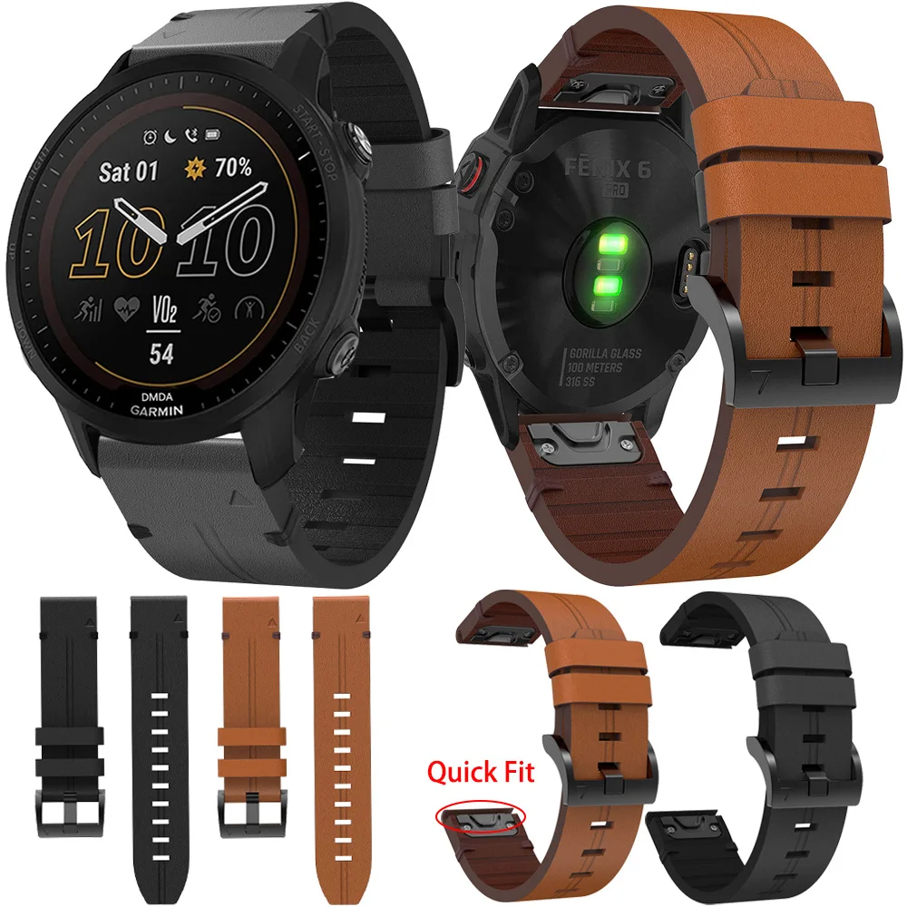 

Ремешок из натуральной кожи для наручных часов Garmin Forerunner 955 935 745 945 LTE S60 S62 instinct 2 22 26 мм