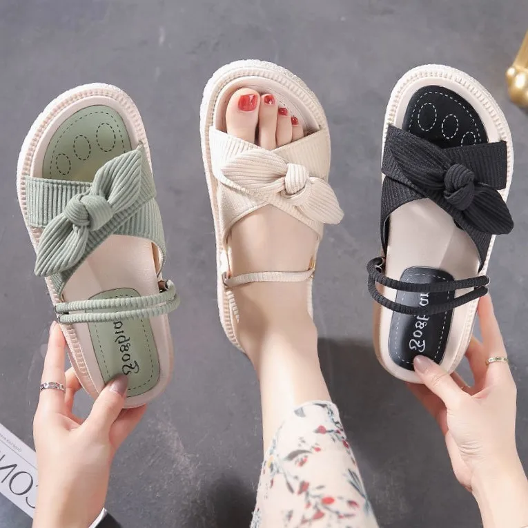 

Net Red Two Wear Fairy Sandals, Female 2022 New Summer Wear Ins Fashion With Skirt, Thick Bottom Student Flat Slippers