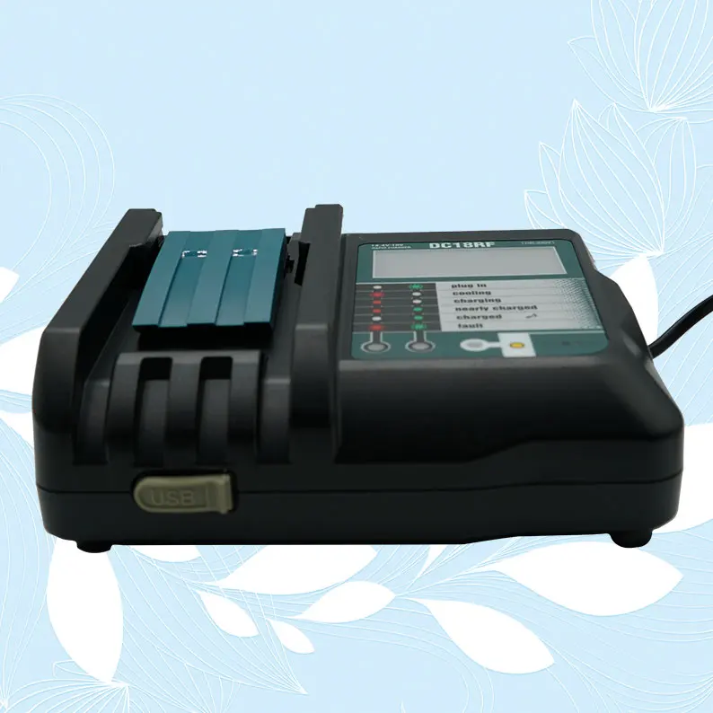 

Lithium ion battery charger, charging current 3a, suitable for 14.4V 18V power tool bl1830 bl1430 dc18rc dc18ra with USB