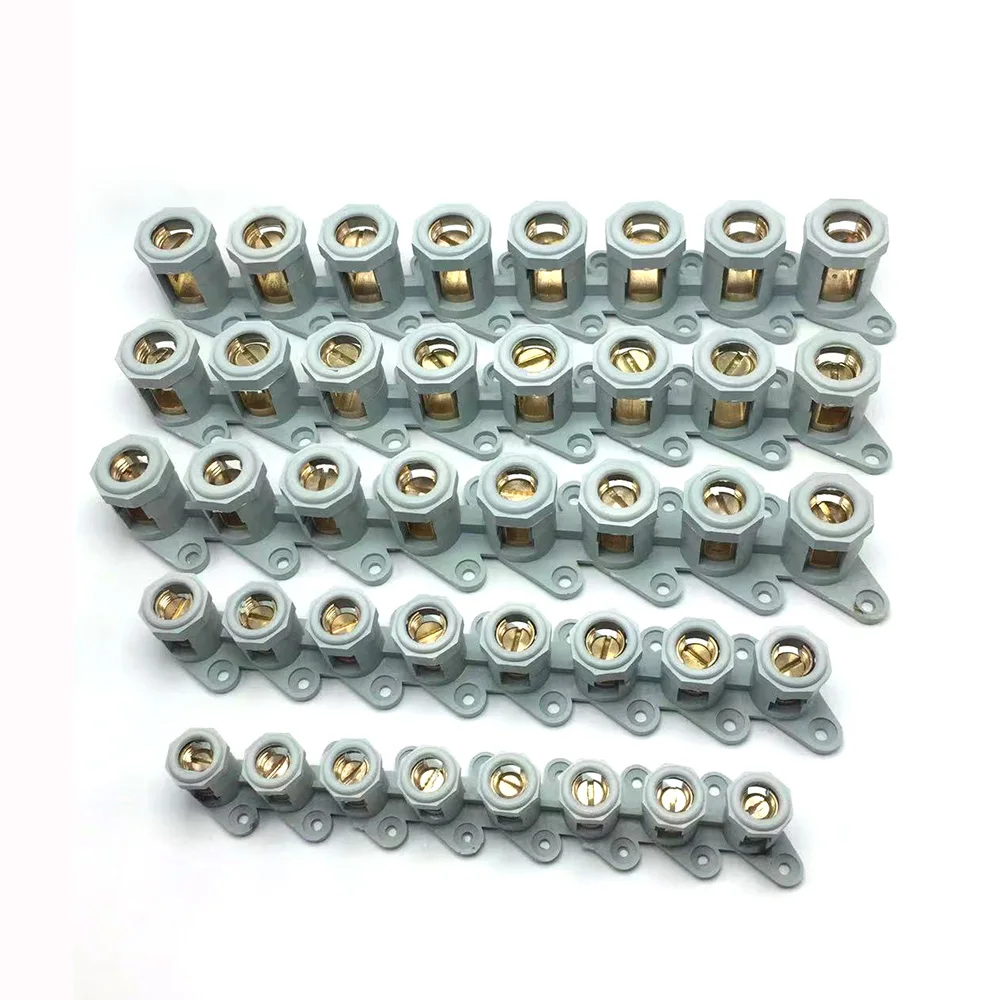 

8T Тип 25 мм латунный винтовой тип серый 8 отверстий Клеммная колодка пластиковая клемма подходит для полюса