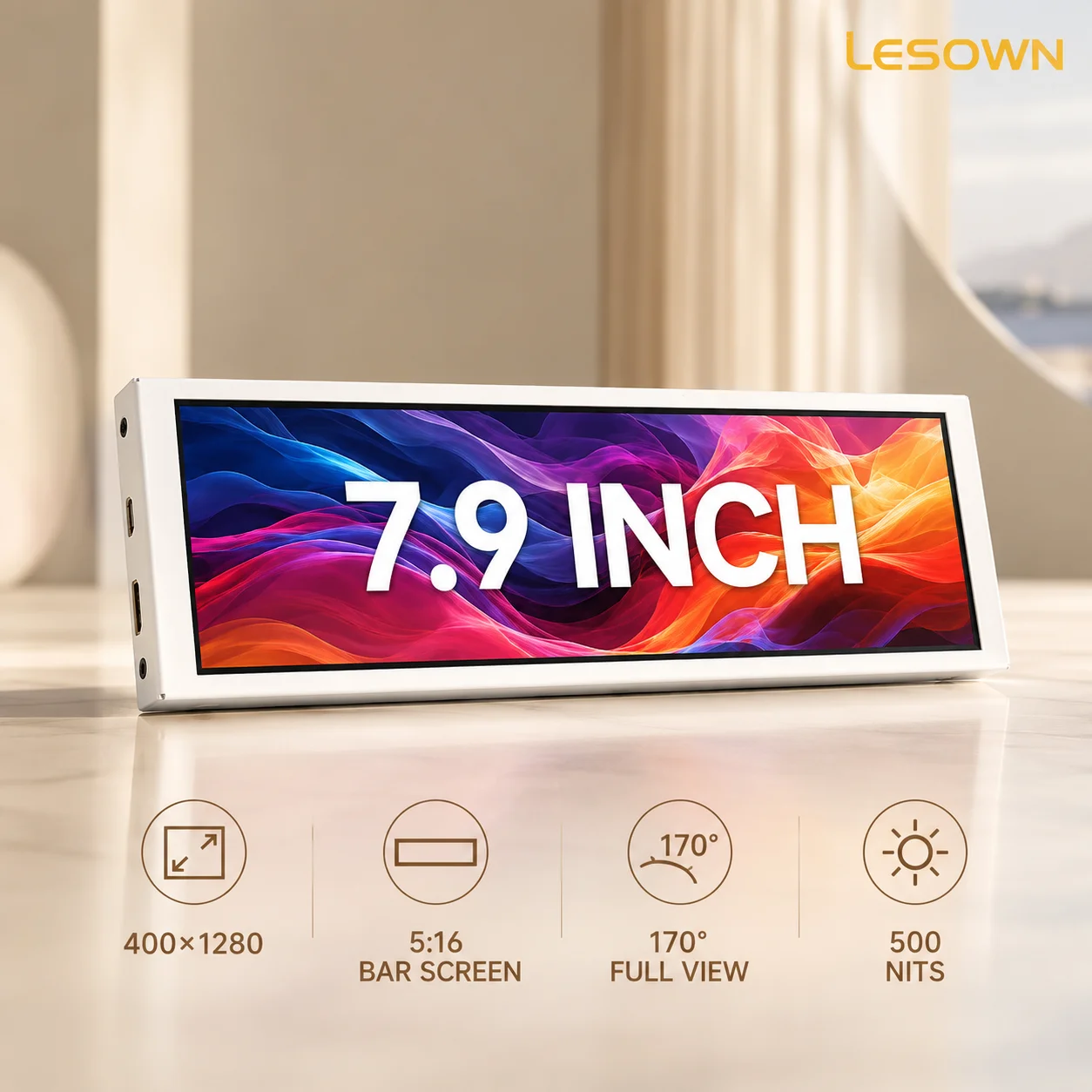 Фото LESOWN Белый 7.9'' Внешний экран без драйверов для DIY микропК, дисплей 400x1280 miniHDTV 60Гц №1