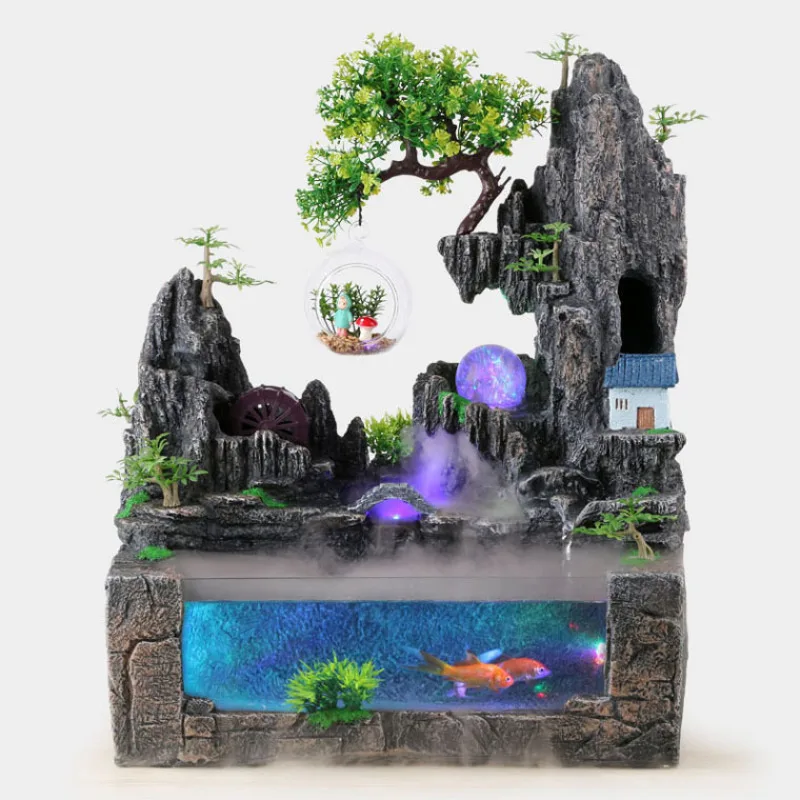 

Home Desktop Glass Landscape Fish Tank Decoration Decoration New Rockery Flowing Water Fountain Handicraft Gifts