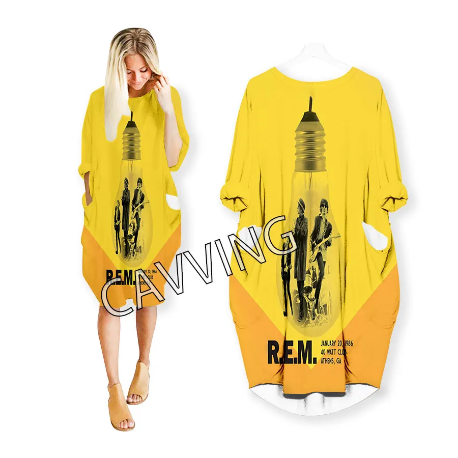 

CAVVING 3D Print R.E.M. Band Fashion Funny Shirts Harajuku Top Women US Sizes Women's Skirt Long-sleeved Dresses