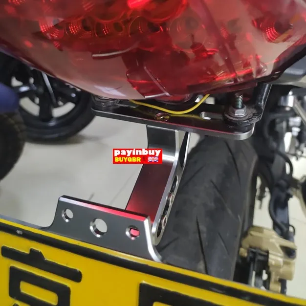 

Применимо к мотоциклу для универсальной задней рамки номерного знака Yamaha, Складная регулируемая короткая Серебристая рама номерного знака