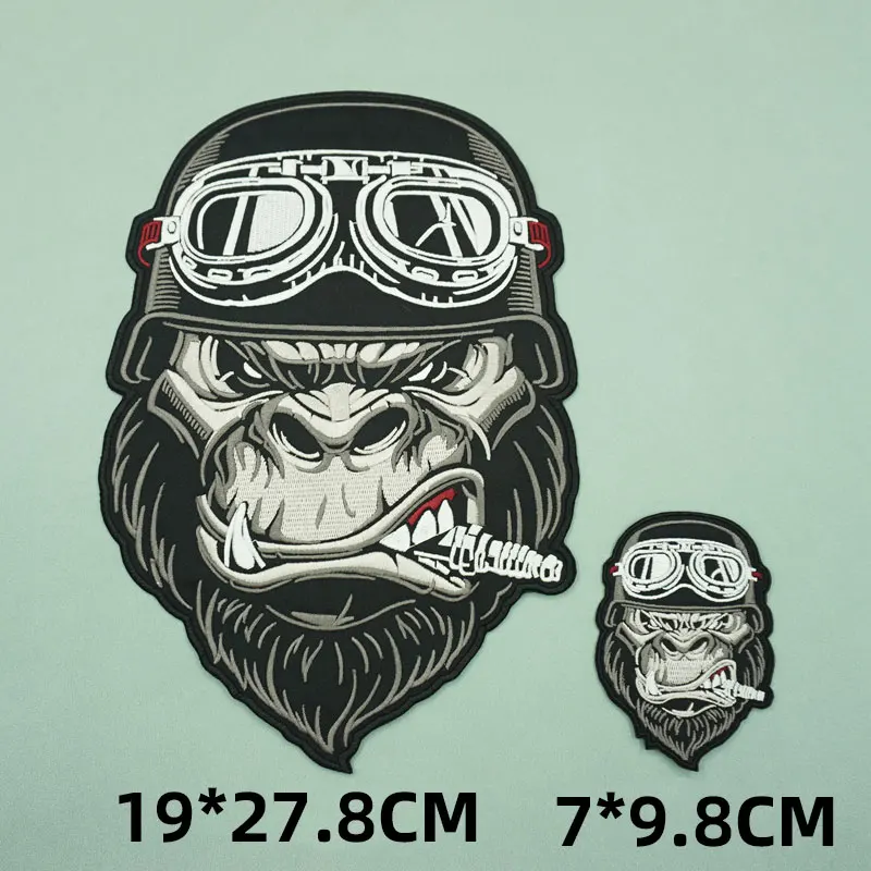 

Smoking gorillas badge Embroidered Patches with Hook Backing for Clothes
