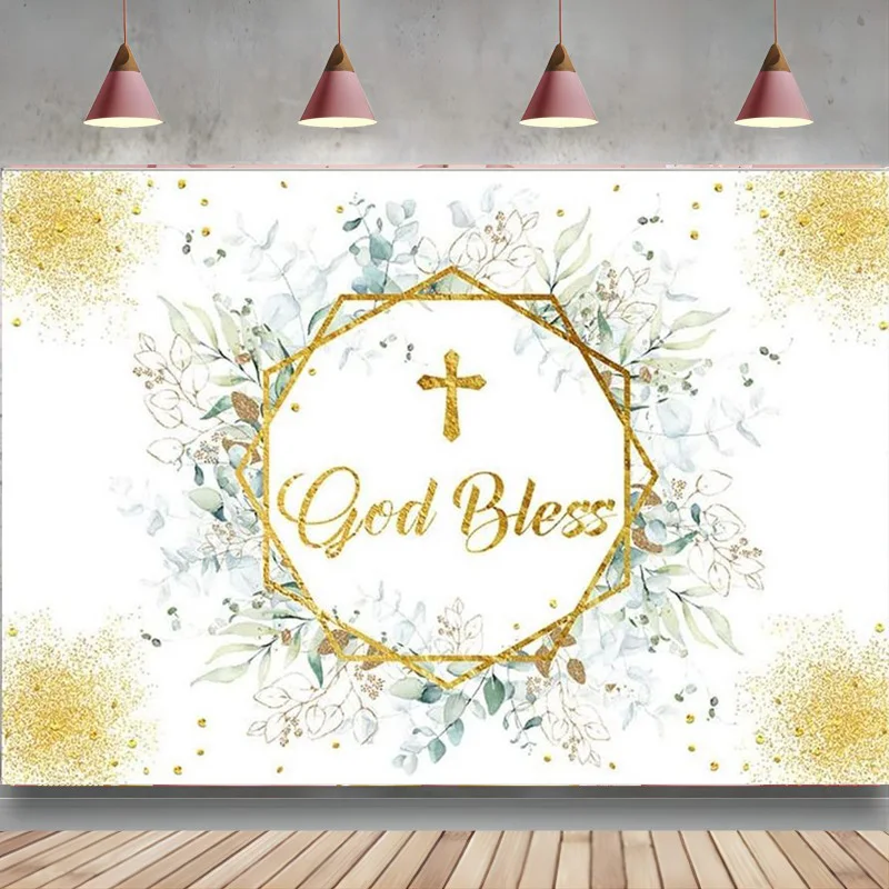 

God Bless Backdrop Baptism Party First Holy Communion Christening Decoration Banner Photography Background Studio Photo Booth